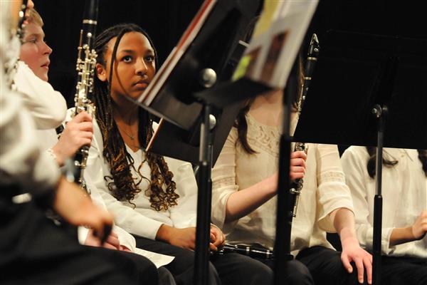 Students performing at the 2023-2024 All County Band Concert